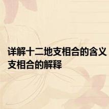 详解十二地支相合的含义 十二地支相合的解释