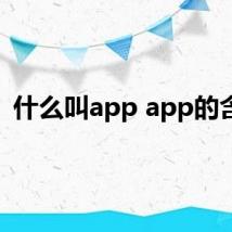 什么叫app app的含义