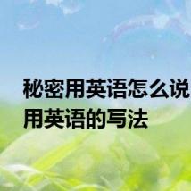 秘密用英语怎么说 秘密用英语的写法
