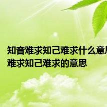 知音难求知己难求什么意思 知音难求知己难求的意思
