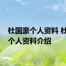 杜国豪个人资料 杜国豪个人资料介绍