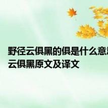 野径云俱黑的俱是什么意思 野径云俱黑原文及译文