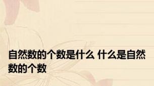 自然数的个数是什么 什么是自然数的个数
