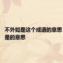 不外如是这个成语的意思 不外如是的意思