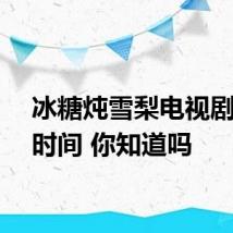 冰糖炖雪梨电视剧更新时间 你知道吗