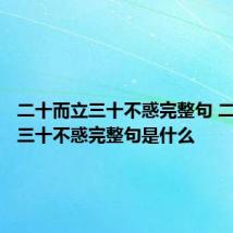 二十而立三十不惑完整句 二十而立三十不惑完整句是什么