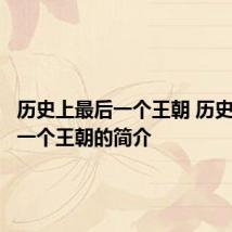 历史上最后一个王朝 历史上最后一个王朝的简介