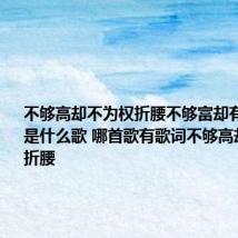 不够高却不为权折腰不够富却有一点点酷是什么歌 哪首歌有歌词不够高却不为权折腰