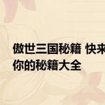 傲世三国秘籍 快来接收你的秘籍大全