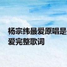 杨宗纬最爱原唱是谁 最爱完整歌词