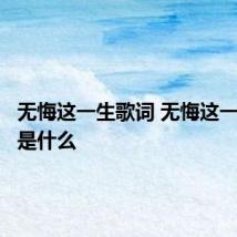 无悔这一生歌词 无悔这一生歌词是什么