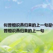 似曾相识燕归来的上一句是什么 似曾相识燕归来的上一句