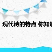 现代诗的特点 你知道吗