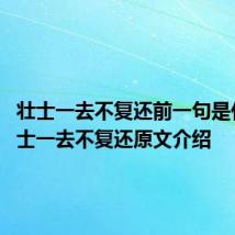 壮士一去不复还前一句是什么 壮士一去不复还原文介绍