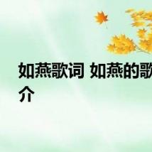 如燕歌词 如燕的歌曲简介