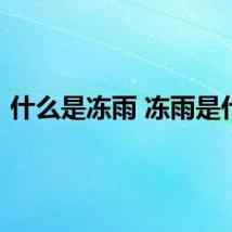 什么是冻雨 冻雨是什么