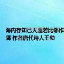 海内存知己天涯若比邻作者出自哪 作者唐代诗人王勃