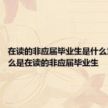 在读的非应届毕业生是什么意思 什么是在读的非应届毕业生