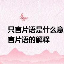 只言片语是什么意思 只言片语的解释