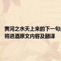 黄河之水天上来的下一句是什么 将进酒原文内容及翻译