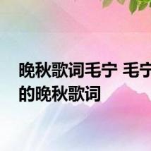 晚秋歌词毛宁 毛宁演唱的晚秋歌词