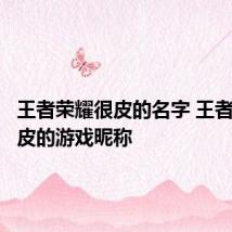 王者荣耀很皮的名字 王者荣耀很皮的游戏昵称