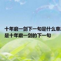 十年磨一剑下一句是什么意思 什么是十年磨一剑的下一句