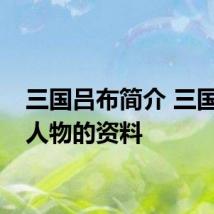 三国吕布简介 三国吕布人物的资料