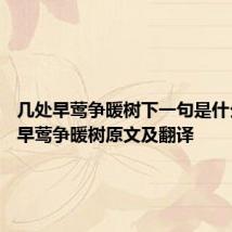几处早莺争暖树下一句是什么 几处早莺争暖树原文及翻译