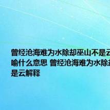 曾经沧海难为水除却巫山不是云这句话比喻什么意思 曾经沧海难为水除却巫山不是云解释