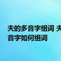 夫的多音字组词 夫的多音字如何组词