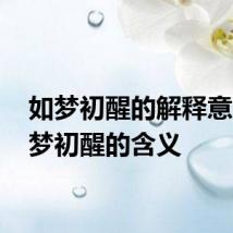 如梦初醒的解释意思 如梦初醒的含义