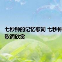 七秒钟的记忆歌词 七秒钟的记忆歌词欣赏