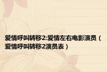 爱情呼叫转移2:爱情左右电影演员(爱情呼叫转移2演员表)