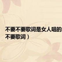 不要不要歌词是女人唱的(不要不要歌词)