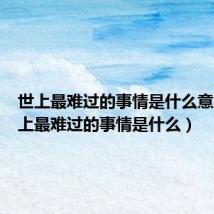 世上最难过的事情是什么意思(世上最难过的事情是什么)