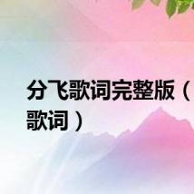 分飞歌词完整版（分飞歌词）