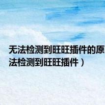 无法检测到旺旺插件的原因(无法检测到旺旺插件)
