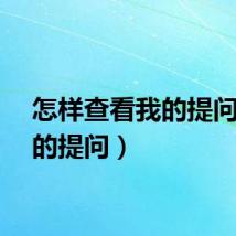 怎样查看我的提问（我的提问）