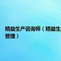精益生产咨询师(精益生产咨询管理)