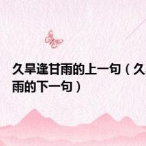 久旱逢甘雨的上一句(久旱逢甘雨的下一句)