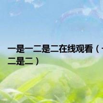 一是一二是二在线观看（一是一 二是二）