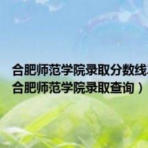 合肥师范学院录取分数线2022(合肥师范学院录取查询)