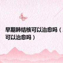 早期肺结核可以治愈吗(肺结核可以治愈吗)