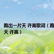 跑出一片天 许嵩歌词(跑出一片天 许嵩)