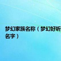 梦幻家族名称(梦幻好听的家族名字)