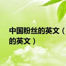 中国粉丝的英文（粉丝的英文）