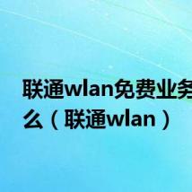 联通wlan免费业务是什么(联通wlan)