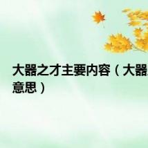 大器之才主要内容(大器之才的意思)