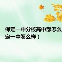 保定一中分校高中部怎么样(保定一中怎么样)